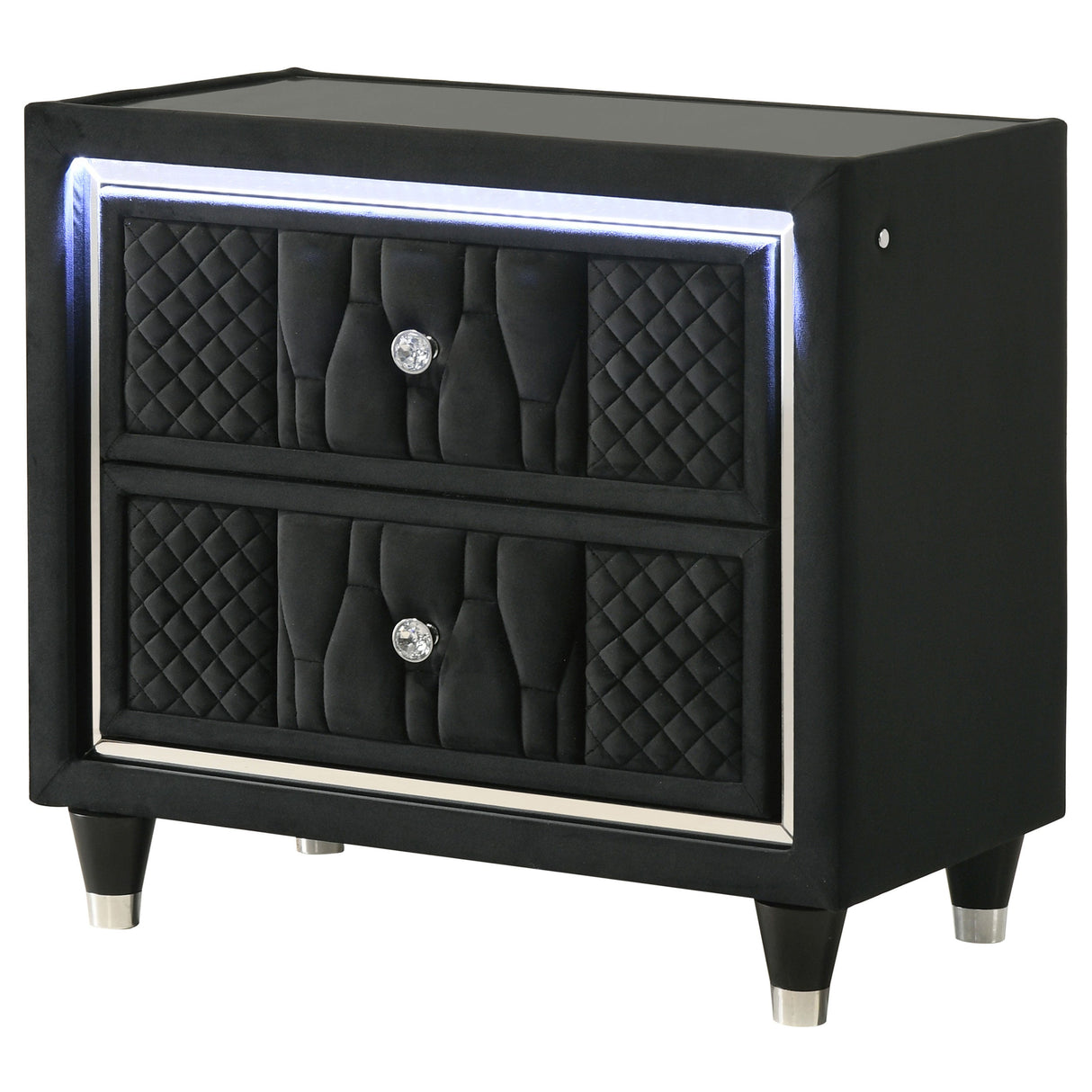 Lorient Black 2-drawer LED Nightstand with USB by Coaster at Eve Furniture