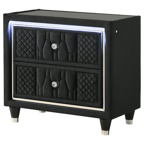 Lorient Black 2-drawer LED Nightstand with USB by Coaster at Eve Furniture