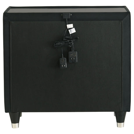 Lorient Black 2-drawer LED Nightstand with USB by Coaster at Eve Furniture