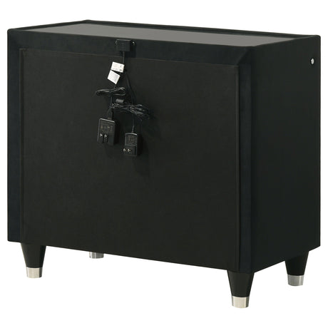 Lorient Black 2-drawer LED Nightstand with USB by Coaster at Eve Furniture