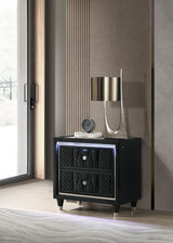 Lorient Black 2-drawer LED Nightstand with USB by Coaster at Eve Furniture