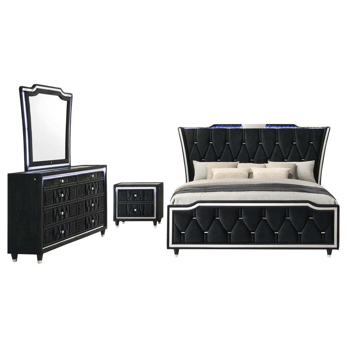 Lorient Black 4-Piece Eastern King Bedroom Set by Coaster at Eve Furniture