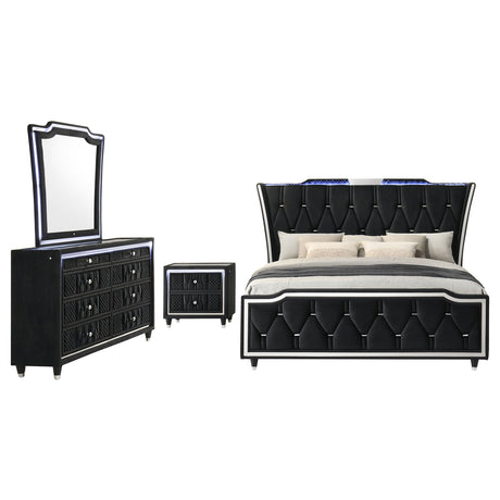 Lorient Black 4-Piece Eastern King Bedroom Set by Coaster at Eve Furniture