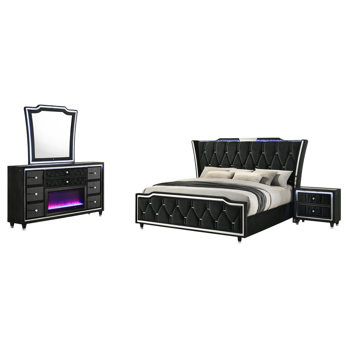 Lorient Black 4-Piece Eastern King Bedroom Set by Coaster at Eve Furniture