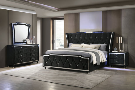 Lorient Black 4-Piece Eastern King Bedroom Set by Coaster at Eve Furniture