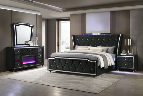 Lorient Black 4-Piece Eastern King Bedroom Set by Coaster at Eve Furniture