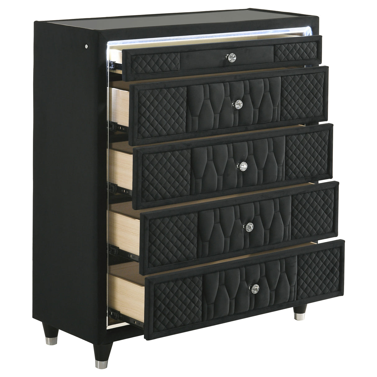 Lorient Black 5-drawer LED Chest of Drawers by Coaster at Eve Furniture