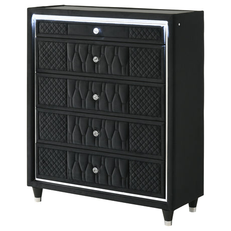 Lorient Black 5-drawer LED Chest of Drawers by Coaster at Eve Furniture