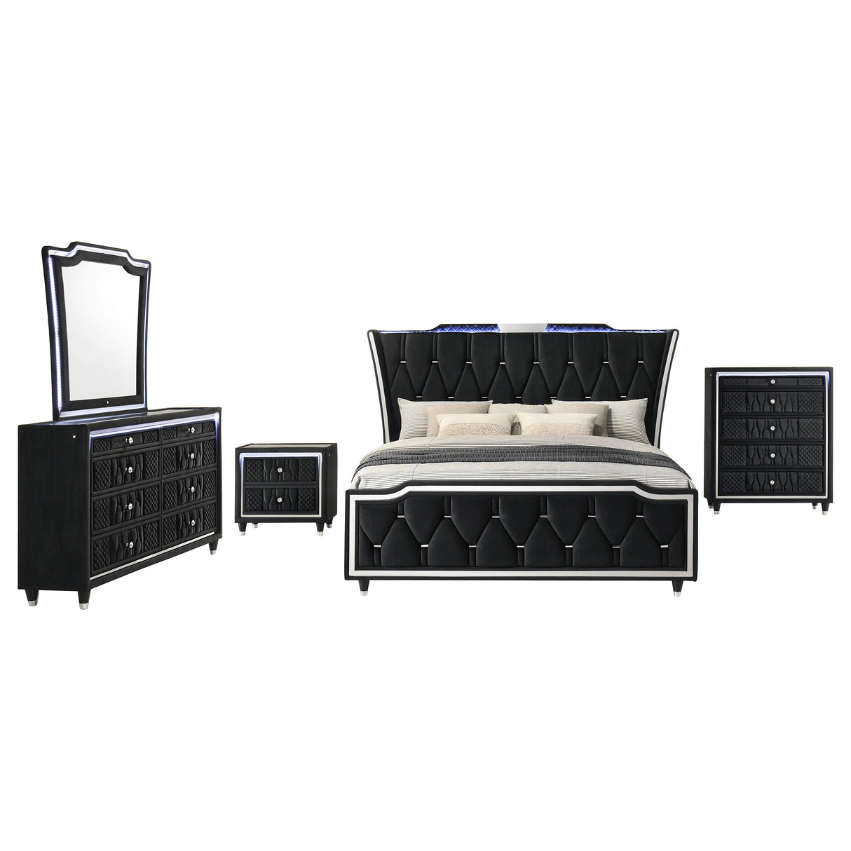 Lorient Black 5-Piece Eastern King Bedroom Set by Coaster at Eve Furniture