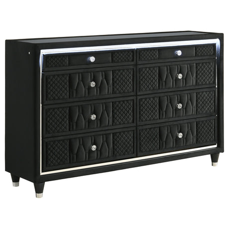 Lorient Black 8-drawer LED Bedroom Dresser Cabinet by Coaster at Eve Furniture
