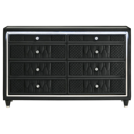 Lorient Black 8-drawer LED Bedroom Dresser Cabinet by Coaster at Eve Furniture