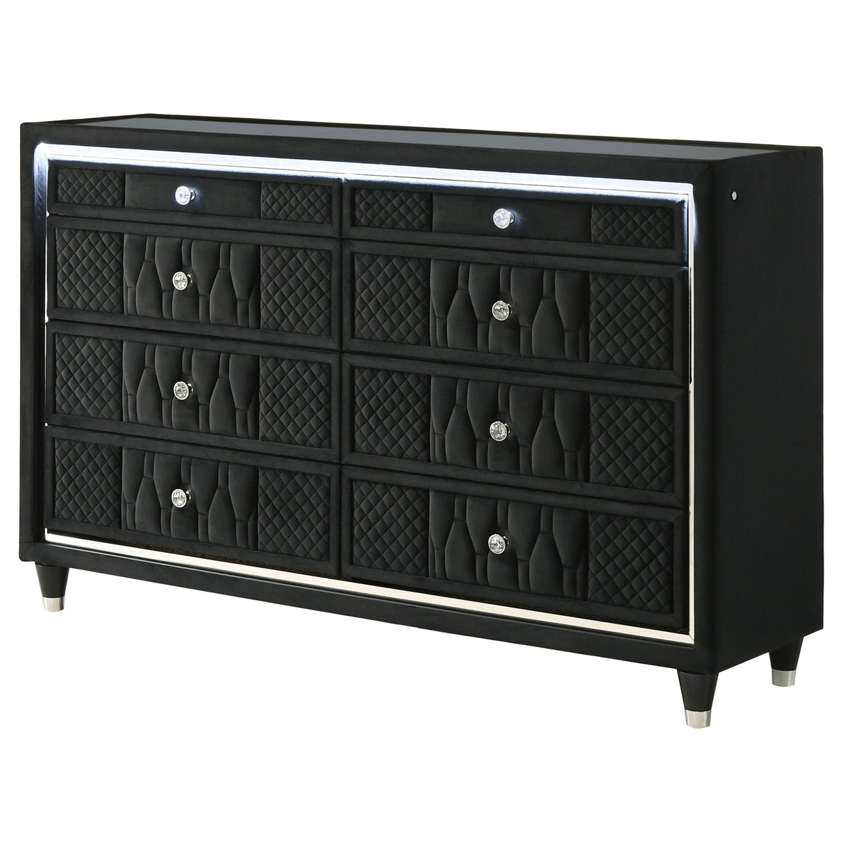 Lorient Black 8-drawer LED Bedroom Dresser Cabinet by Coaster at Eve Furniture
