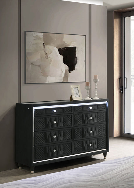 Lorient Black 8-drawer LED Bedroom Dresser Cabinet by Coaster at Eve Furniture