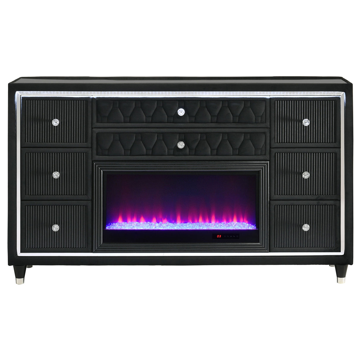 Lorient Black 8-drawer LED Bedroom Flame Box Dresser by Coaster at Eve Furniture