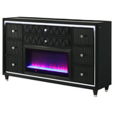 Lorient Black 8-drawer LED Bedroom Flame Box Dresser by Coaster at Eve Furniture