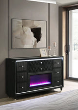 Lorient Black 8-drawer LED Bedroom Flame Box Dresser by Coaster at Eve Furniture