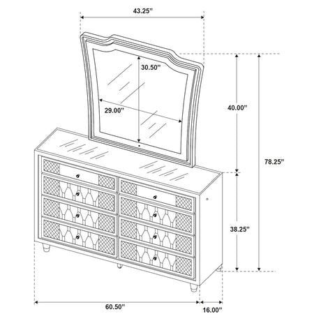 Lorient Black 8-drawer LED Dresser with Mirror by Coaster at Eve Furniture