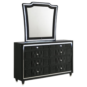 Lorient Black 8-drawer LED Dresser with Mirror by Coaster at Eve Furniture
