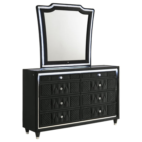Lorient Black 8-drawer LED Dresser with Mirror by Coaster at Eve Furniture