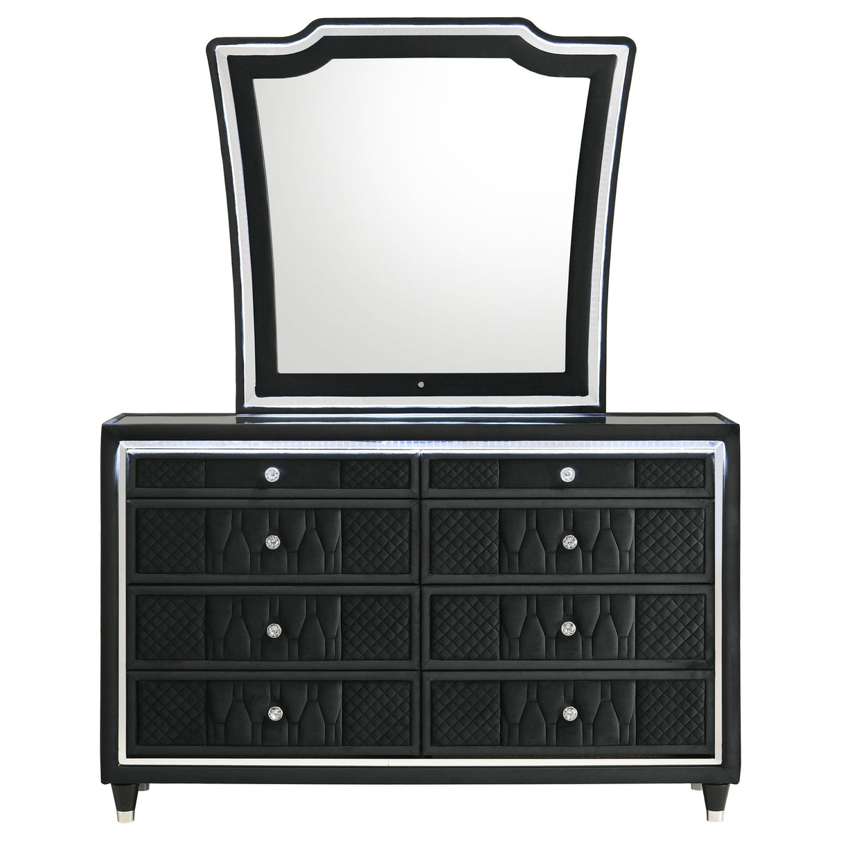 Lorient Black 8-drawer LED Dresser with Mirror by Coaster at Eve Furniture