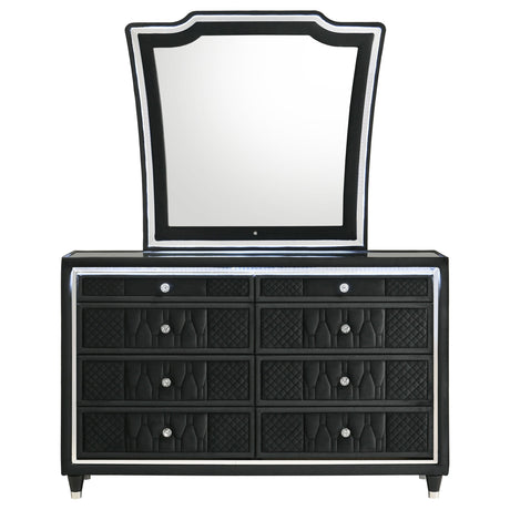 Lorient Black 8-drawer LED Dresser with Mirror by Coaster at Eve Furniture