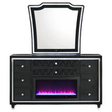 Lorient Black 8-drawer LED Flame Box Dresser and Mirror by Coaster at Eve Furniture