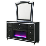 Lorient Black 8-drawer LED Flame Box Dresser and Mirror by Coaster at Eve Furniture