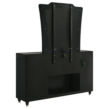Lorient Black 8-drawer LED Flame Box Dresser and Mirror by Coaster at Eve Furniture