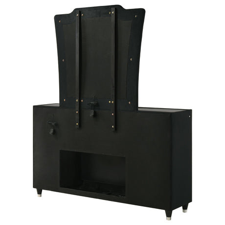 Lorient Black 8-drawer LED Flame Box Dresser and Mirror by Coaster at Eve Furniture