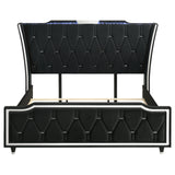 Lorient Black California King LED Upholstered Bed by Coaster at Eve Furniture