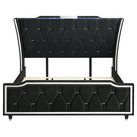 Lorient Black California King LED Upholstered Bed by Coaster at Eve Furniture