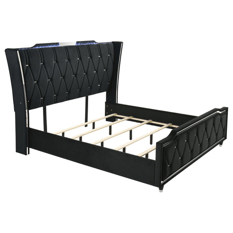 Lorient Black Eastern King LED Upholstered Bed by Coaster at Eve Furniture