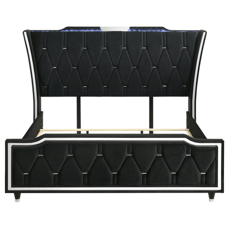 Lorient Black Eastern King LED Upholstered Bed by Coaster at Eve Furniture