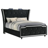 Lorient Black Queen LED Upholstered Wingback Bed by Coaster at Eve Furniture