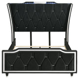 Lorient Black Queen LED Upholstered Wingback Bed by Coaster at Eve Furniture