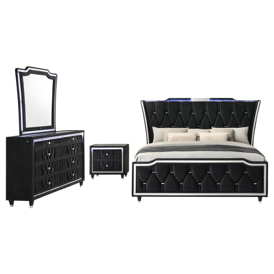 Lorient Black/Silver 4-Piece Queen Bedroom Set by Coaster at Eve Furniture