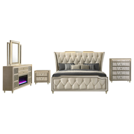 Lorient Ivory and Camel 5-Piece California King Bedroom Set by Coaster at Eve Furniture