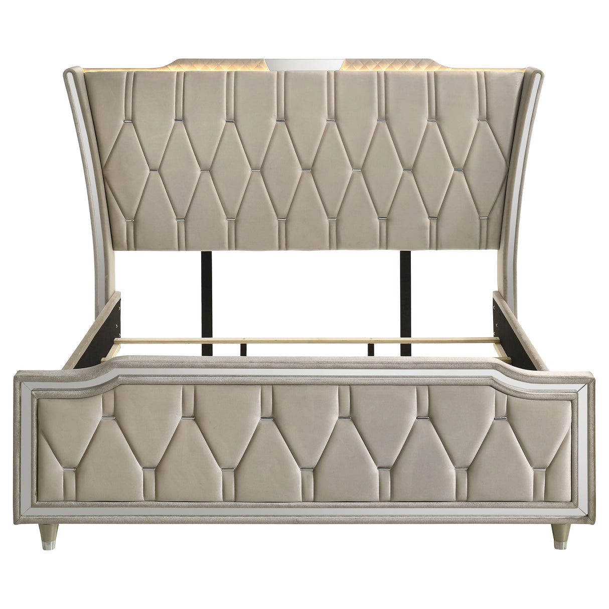 Lorient Ivory and Camel California King LED Upholstered Bed by Coaster at Eve Furniture