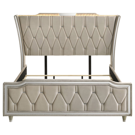 Lorient Ivory and Camel California King LED Upholstered Bed by Coaster at Eve Furniture