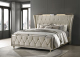 Lorient Ivory and Camel California King LED Upholstered Bed by Coaster at Eve Furniture