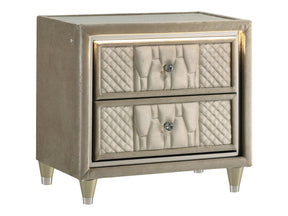 Lorient Ivory/Camel 2-drawer LED Nightstand with USB by Coaster at Eve Furniture