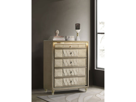 Lorient Ivory/Camel 5-drawer LED Chest of Drawers by Coaster at Eve Furniture