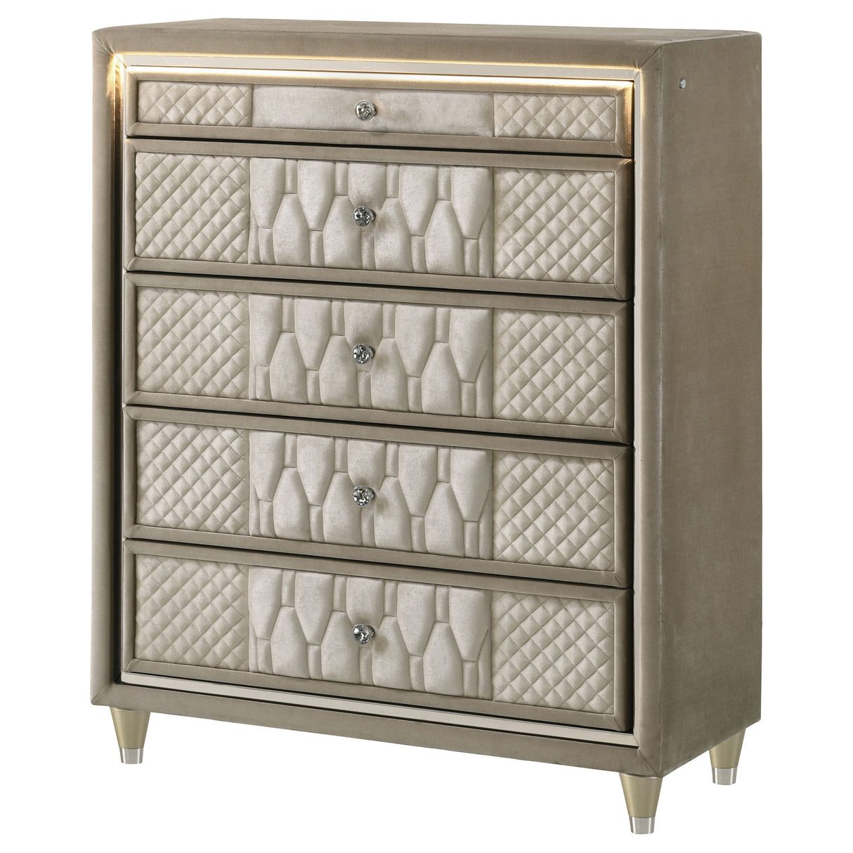 Lorient Ivory/Camel 5-drawer LED Chest of Drawers by Coaster at Eve Furniture
