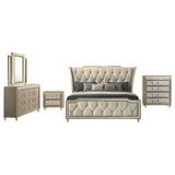 Lorient Ivory/Camel 5-piece Eastern King Bedroom Set by Coaster at Eve Furniture