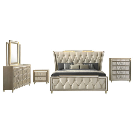 Lorient Ivory/Camel 5-piece Eastern King Bedroom Set by Coaster at Eve Furniture