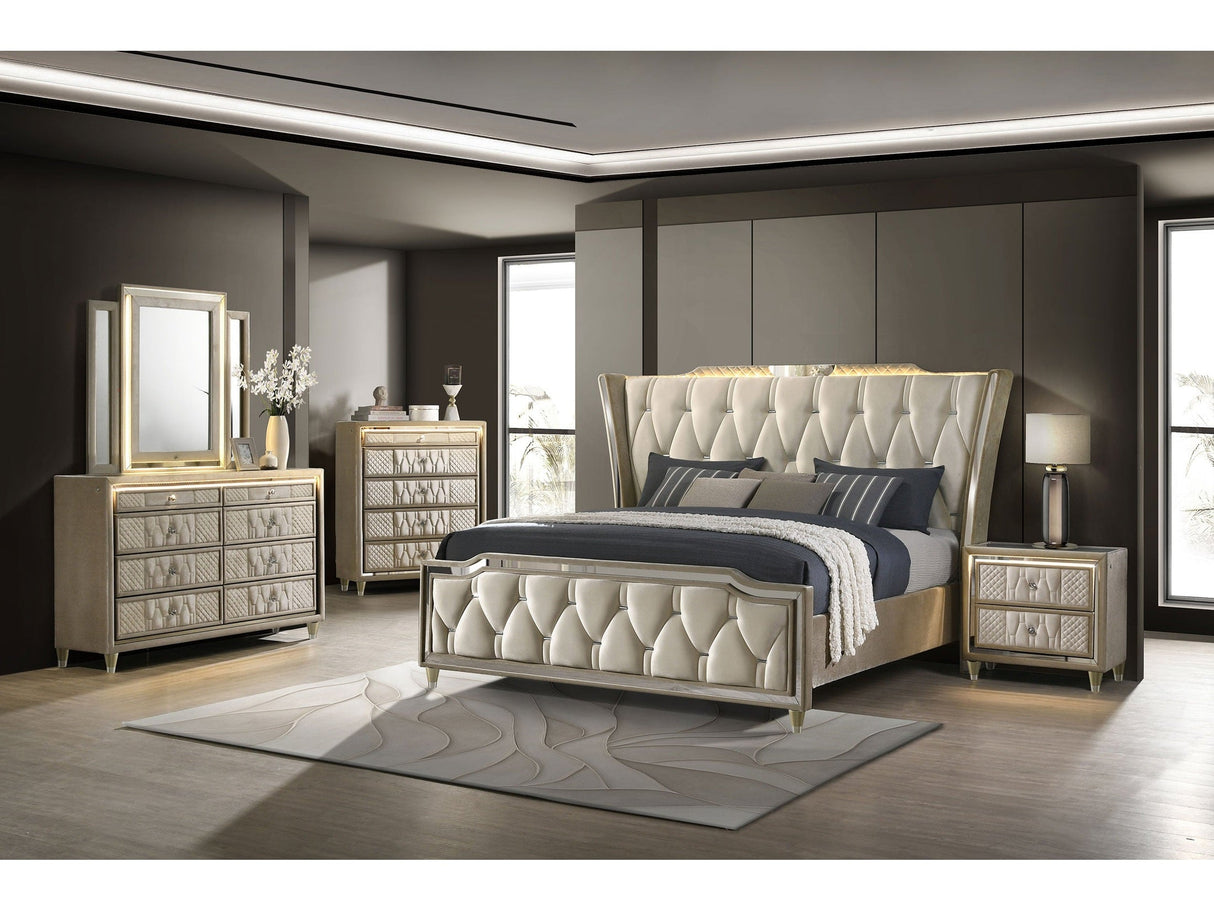 Lorient Ivory/Camel 5-piece Eastern King Bedroom Set by Coaster at Eve Furniture