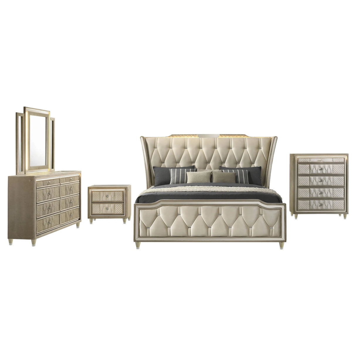 Lorient Ivory/Camel 5-piece Queen Bedroom Set by Coaster at Eve Furniture