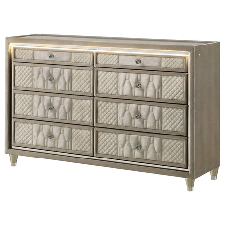 Lorient Ivory/Camel 8-drawer LED Bedroom Dresser Cabinet by Coaster at Eve Furniture