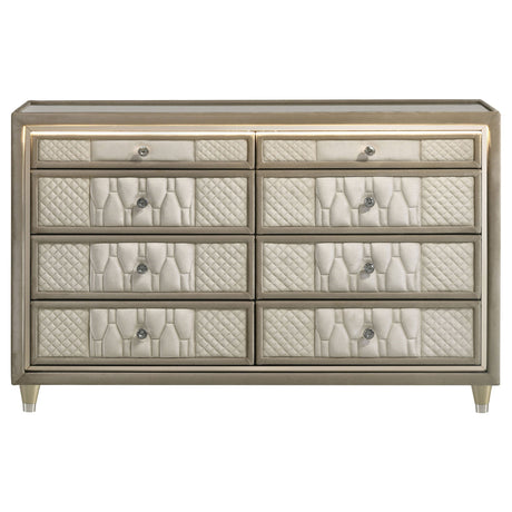 Lorient Ivory/Camel 8-drawer LED Bedroom Dresser Cabinet by Coaster at Eve Furniture