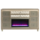 Lorient Ivory/Camel 8-drawer LED Bedroom Flame Box Dresser by Coaster at Eve Furniture